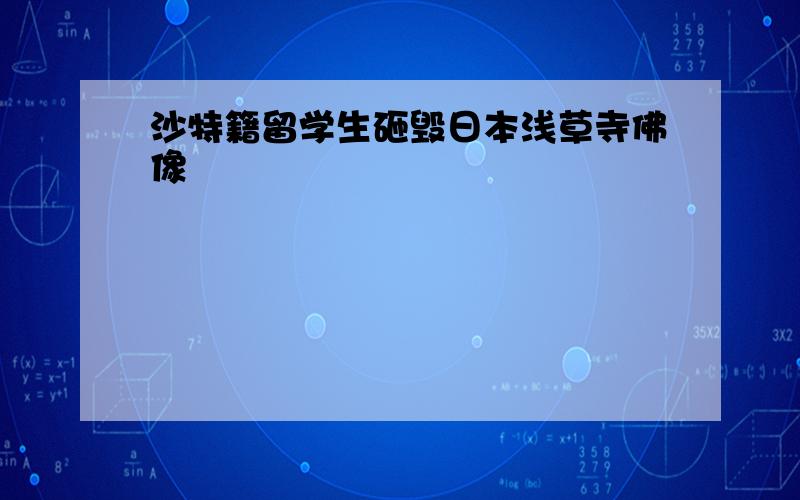 沙特籍留学生砸毁日本浅草寺佛像