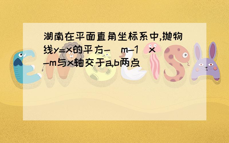 湖南在平面直角坐标系中,抛物线y=x的平方-(m-1)x-m与x轴交于a,b两点