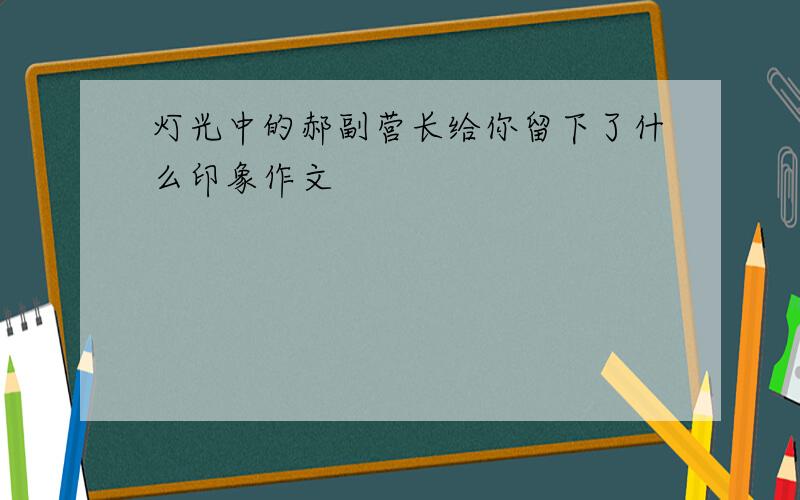 灯光中的郝副营长给你留下了什么印象作文