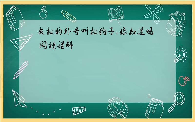 灰松的外号叫松狗子,你知道吗 阅读理解