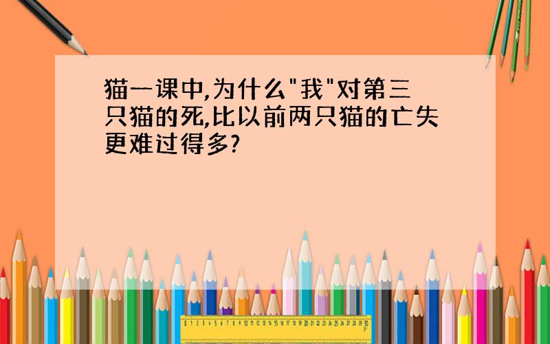 猫一课中,为什么"我"对第三只猫的死,比以前两只猫的亡失更难过得多?