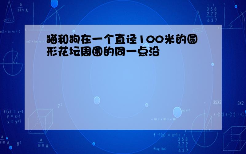 猫和狗在一个直径100米的圆形花坛周围的同一点沿