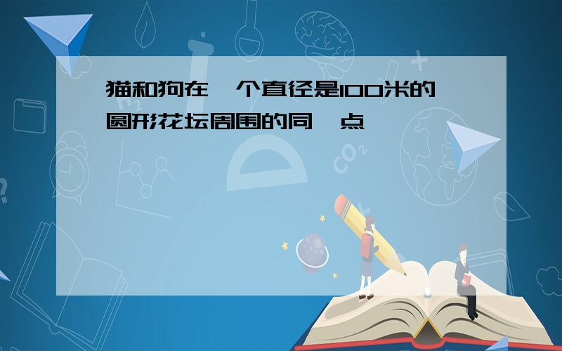 猫和狗在一个直径是100米的圆形花坛周围的同一点