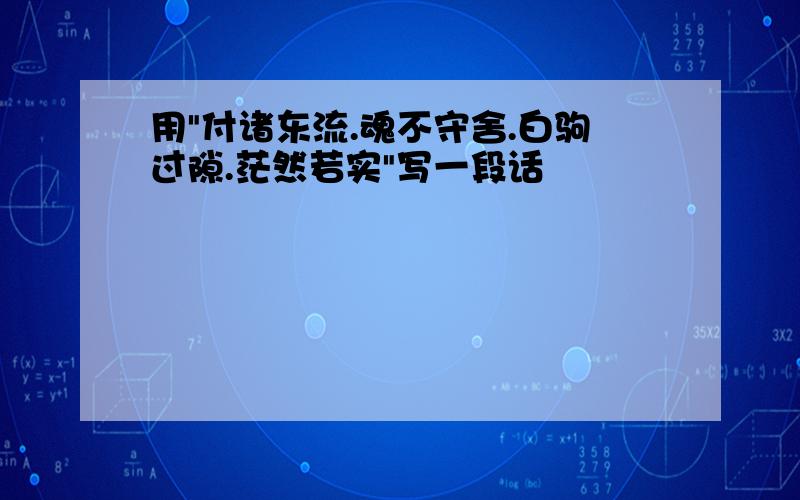 用"付诸东流.魂不守舍.白驹过隙.茫然若实"写一段话