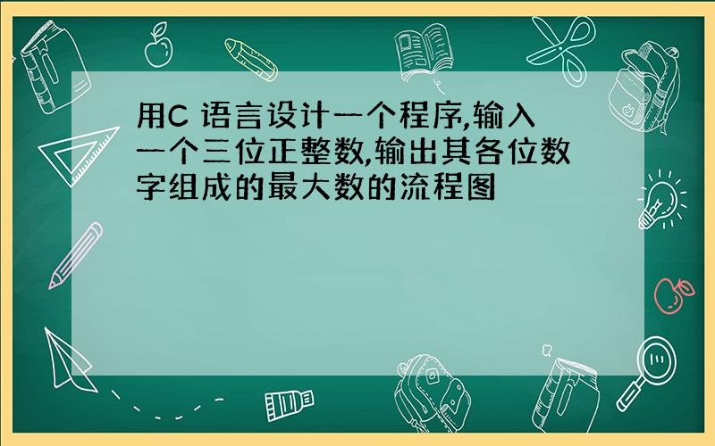 用C 语言设计一个程序,输入一个三位正整数,输出其各位数字组成的最大数的流程图