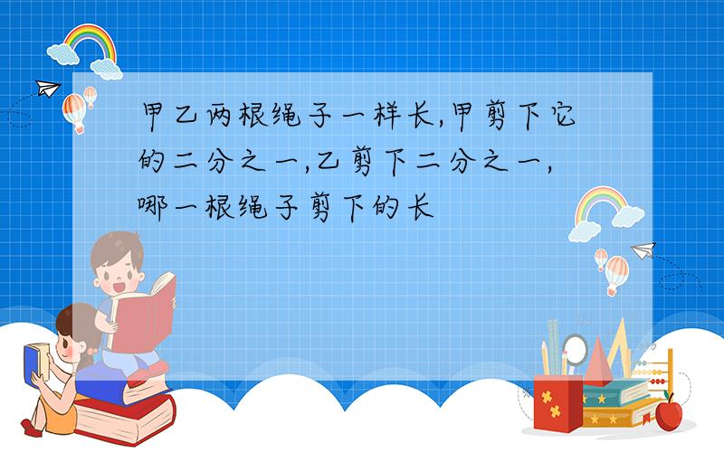 甲乙两根绳子一样长,甲剪下它的二分之一,乙剪下二分之一,哪一根绳子剪下的长