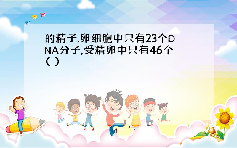 的精子.卵细胞中只有23个DNA分子,受精卵中只有46个( )