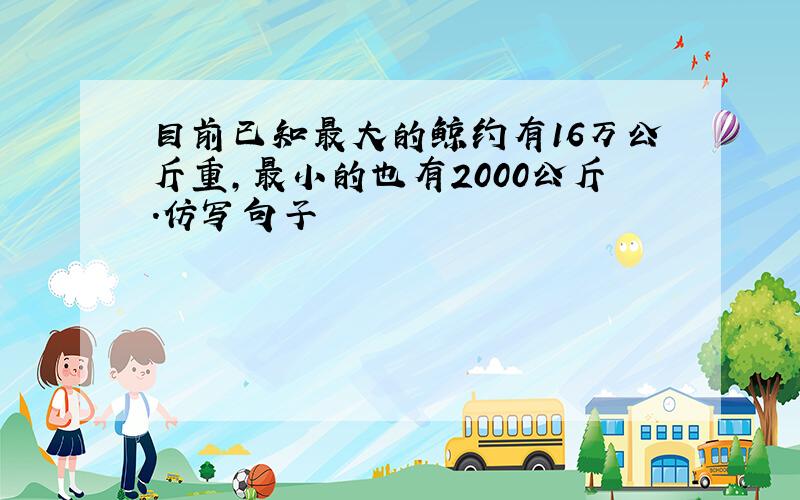 目前已知最大的鲸约有16万公斤重,最小的也有2000公斤.仿写句子