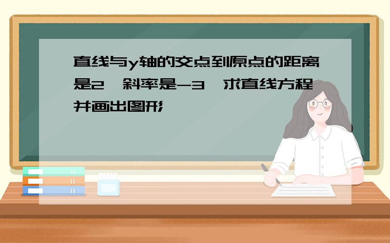 直线与y轴的交点到原点的距离是2,斜率是-3,求直线方程并画出图形