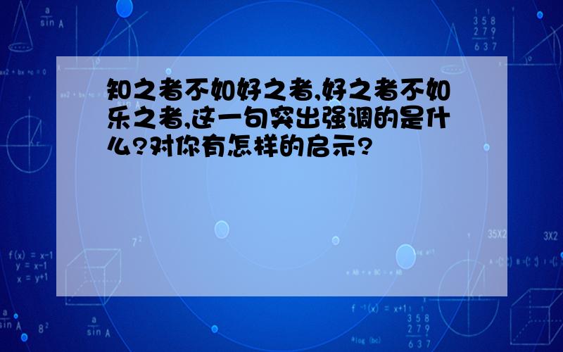 知之者不如好之者,好之者不如乐之者,这一句突出强调的是什么?对你有怎样的启示?