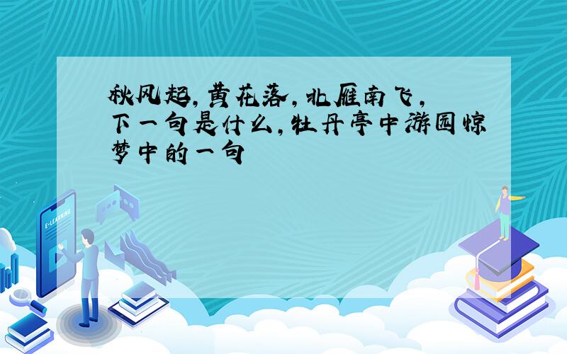 秋风起,黄花落,北雁南飞, 下一句是什么,牡丹亭中游园惊梦中的一句