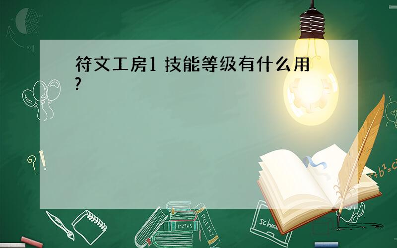 符文工房1 技能等级有什么用?