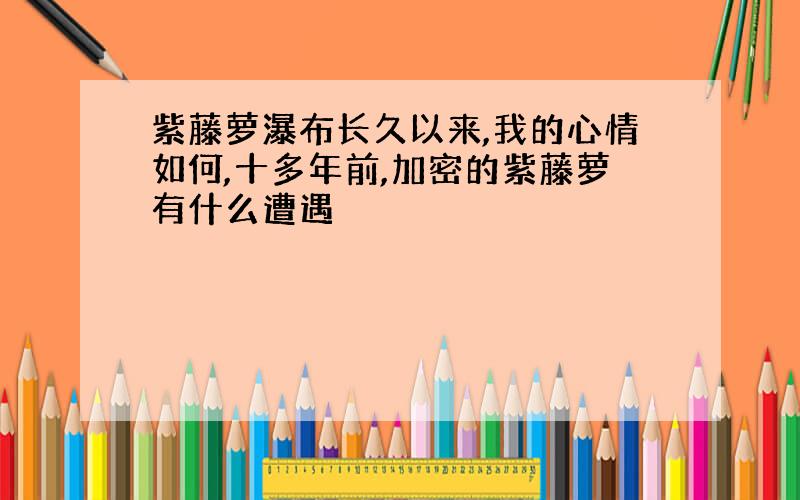 紫藤萝瀑布长久以来,我的心情如何,十多年前,加密的紫藤萝有什么遭遇