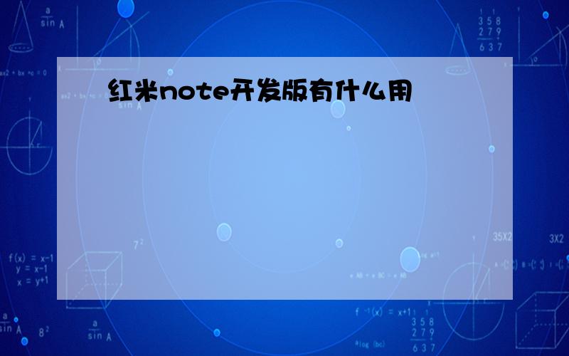 红米note开发版有什么用