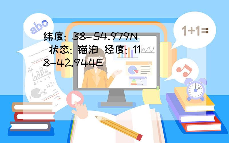 纬度: 38-54.979N 状态: 锚泊 经度: 118-42.944E