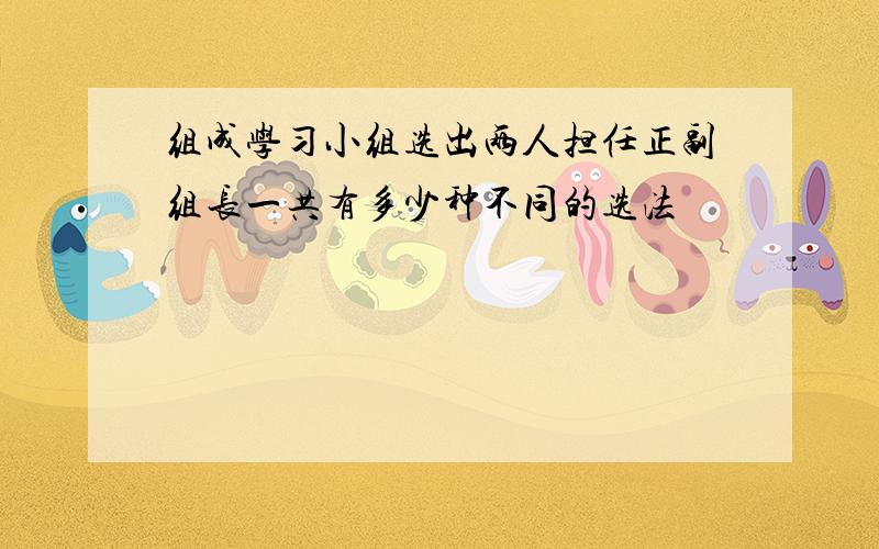 组成学习小组选出两人担任正副组长一共有多少种不同的选法