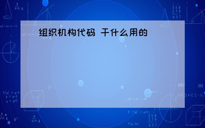 组织机构代码 干什么用的