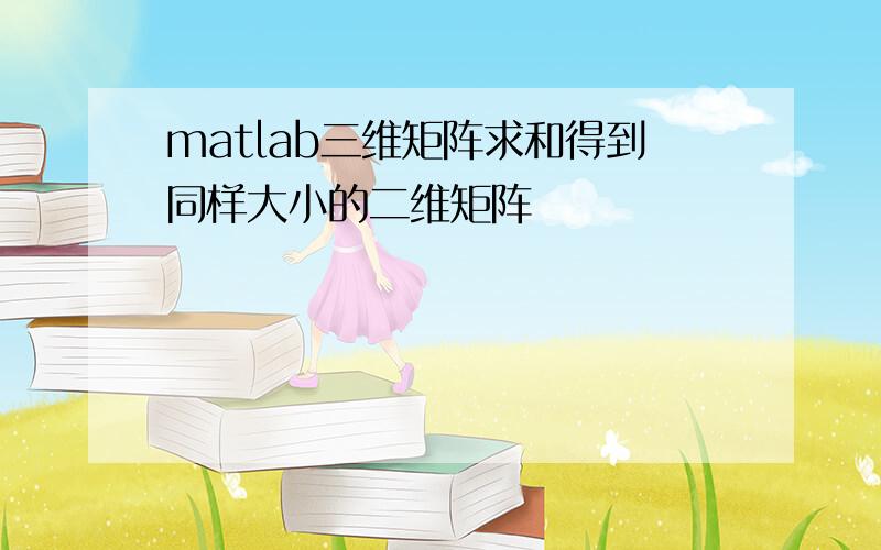 matlab三维矩阵求和得到同样大小的二维矩阵