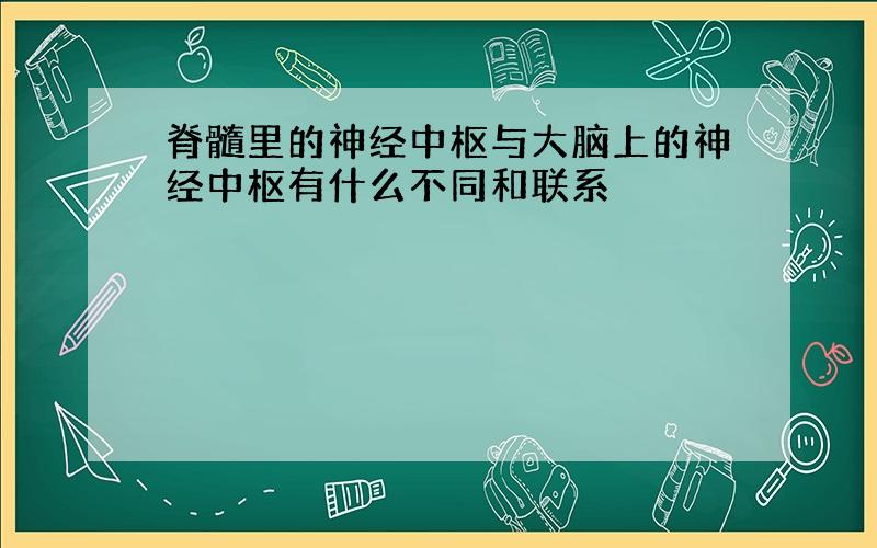 脊髓里的神经中枢与大脑上的神经中枢有什么不同和联系