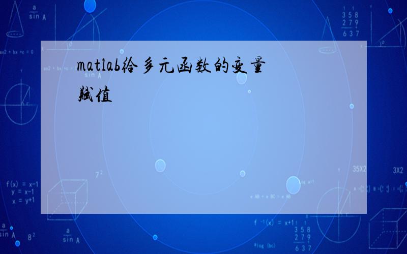 matlab给多元函数的变量赋值