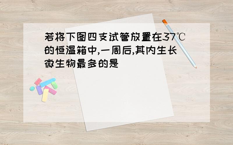 若将下图四支试管放置在37℃的恒温箱中,一周后,其内生长微生物最多的是