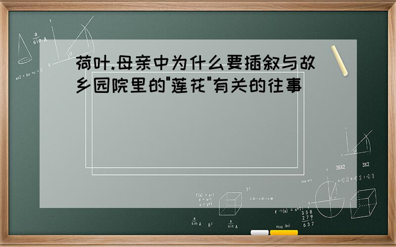 荷叶.母亲中为什么要插叙与故乡园院里的"莲花"有关的往事