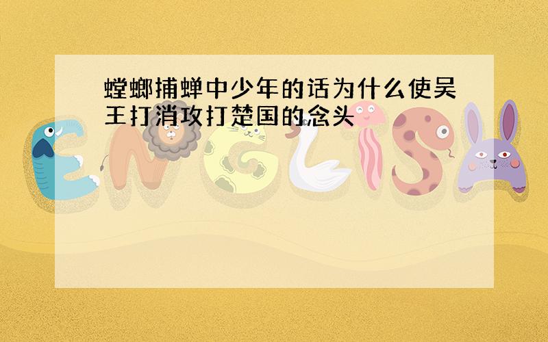 螳螂捕蝉中少年的话为什么使吴王打消攻打楚国的念头