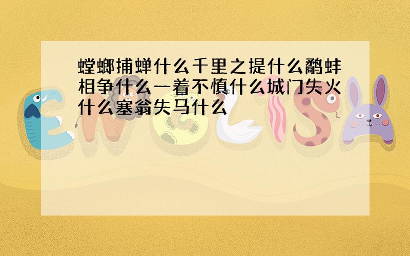 螳螂捕蝉什么千里之提什么鹬蚌相争什么一着不慎什么城门失火什么塞翁失马什么