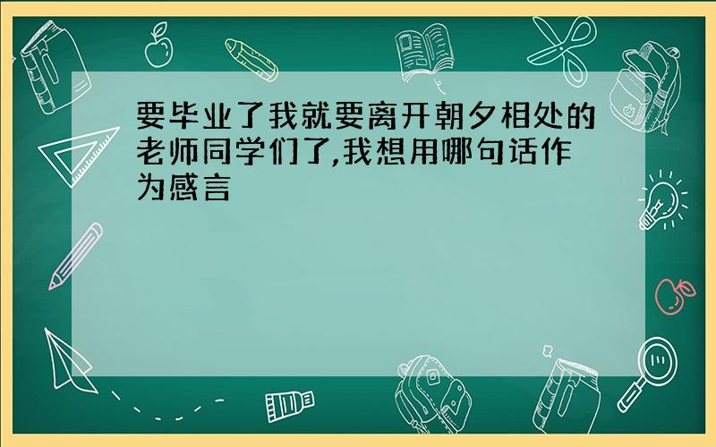 要毕业了我就要离开朝夕相处的老师同学们了,我想用哪句话作为感言