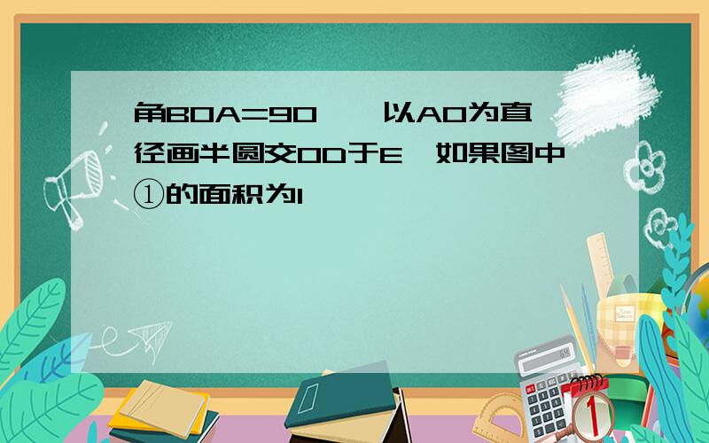 角BOA=90°,以AO为直径画半圆交OD于E,如果图中①的面积为1