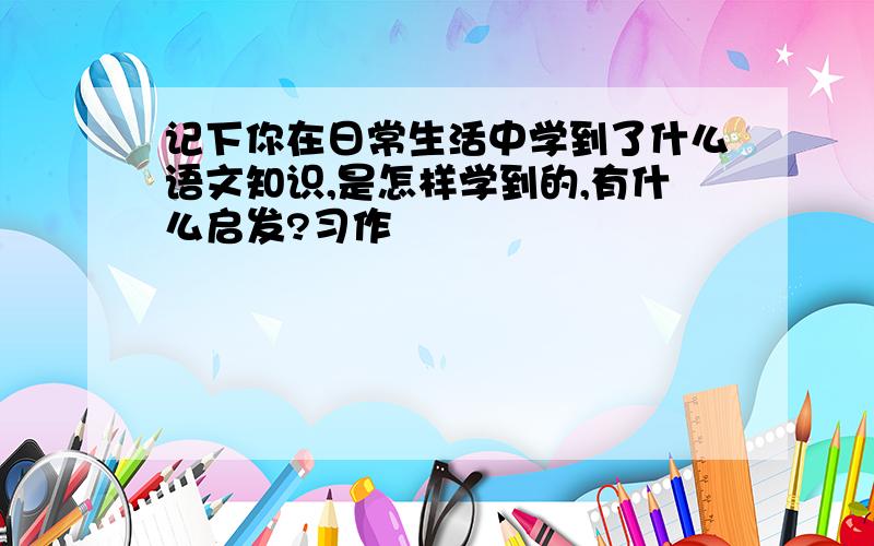 记下你在日常生活中学到了什么语文知识,是怎样学到的,有什么启发?习作