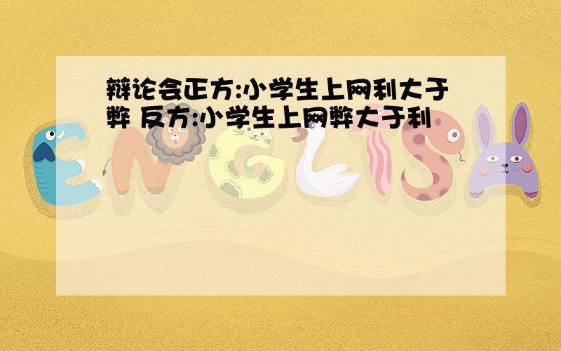 辩论会正方:小学生上网利大于弊 反方:小学生上网弊大于利