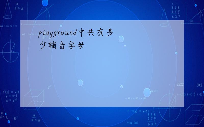 piayground中共有多少辅音字母