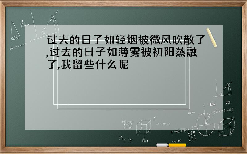 过去的日子如轻烟被微风吹散了,过去的日子如薄雾被初阳蒸融了,我留些什么呢