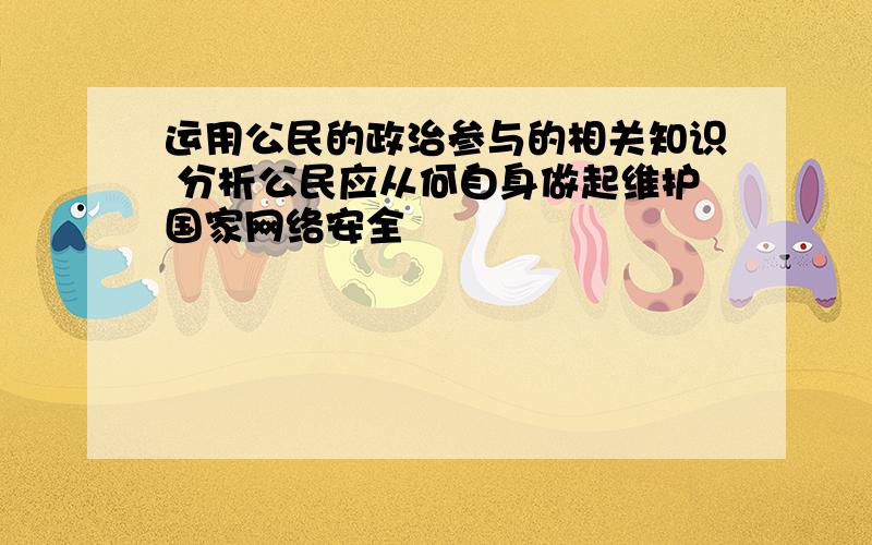 运用公民的政治参与的相关知识 分析公民应从何自身做起维护国家网络安全