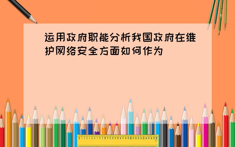 运用政府职能分析我国政府在维护网络安全方面如何作为