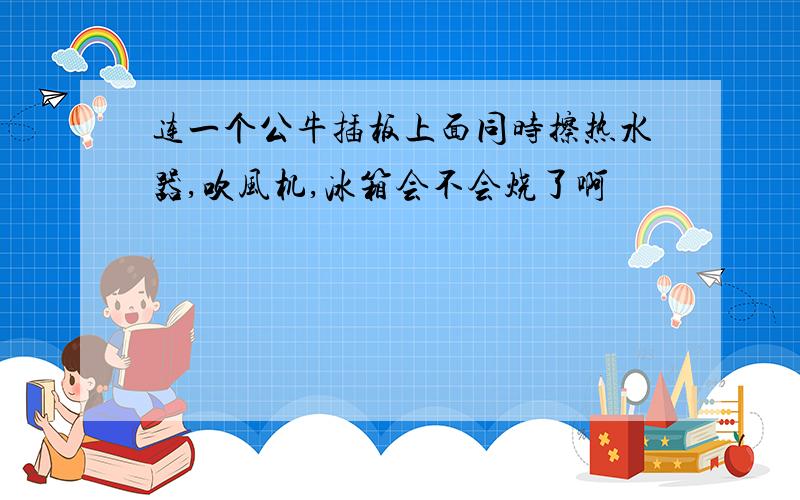 连一个公牛插板上面同时擦热水器,吹风机,冰箱会不会烧了啊