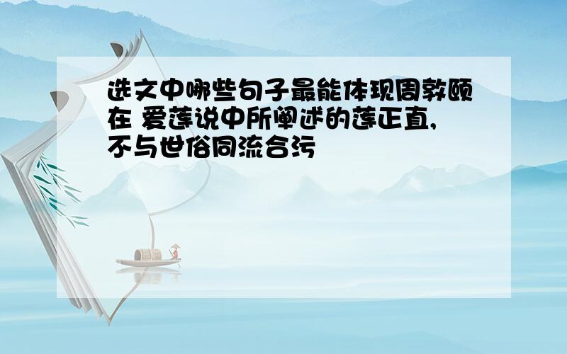 选文中哪些句子最能体现周敦颐在 爱莲说中所阐述的莲正直,不与世俗同流合污