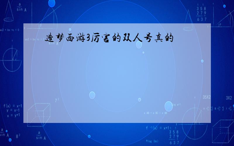 造梦西游3厉害的双人号真的