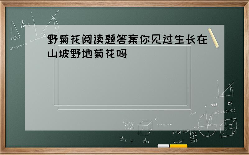 野菊花阅读题答案你见过生长在山坡野地菊花吗