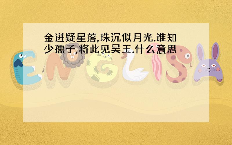 金迸疑星落,珠沉似月光.谁知少孺子,将此见吴王.什么意思