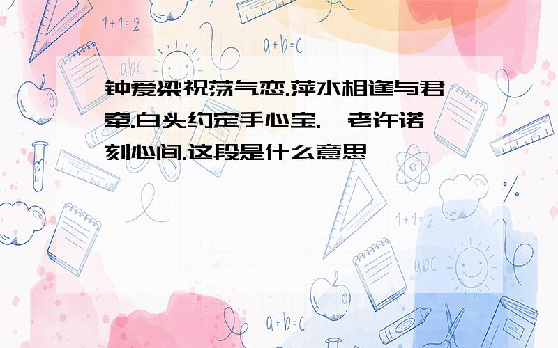 钟爱梁祝荡气恋.萍水相逢与君牵.白头约定手心宝.偕老许诺刻心间.这段是什么意思