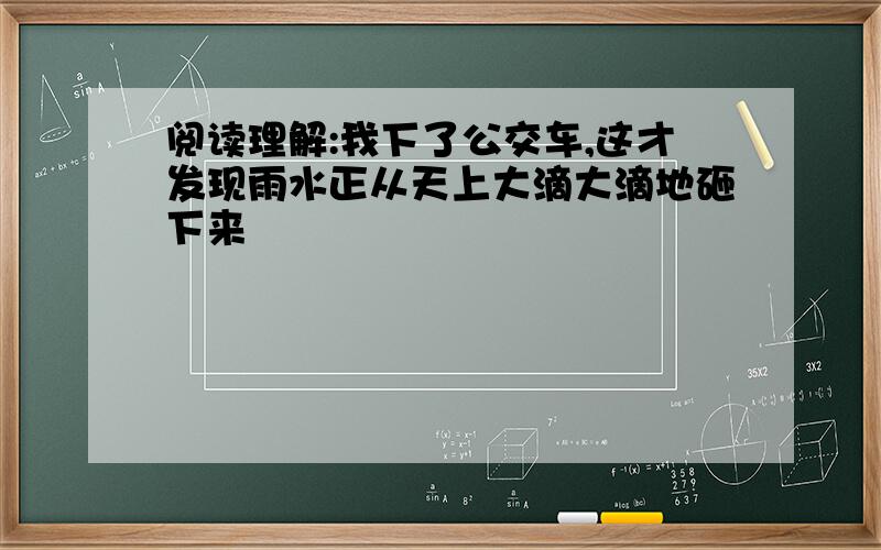 阅读理解:我下了公交车,这才发现雨水正从天上大滴大滴地砸下来