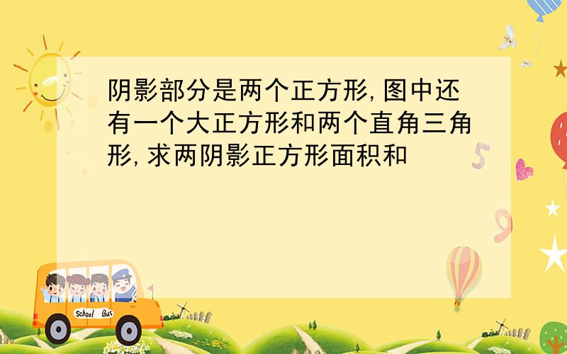 阴影部分是两个正方形,图中还有一个大正方形和两个直角三角形,求两阴影正方形面积和