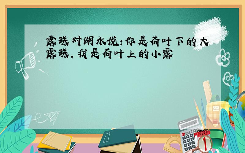 露珠对湖水说:你是荷叶下的大露珠,我是荷叶上的小露