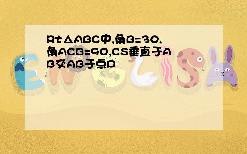 Rt△ABC中,角B=30,角ACB=90,CS垂直于AB交AB于点D