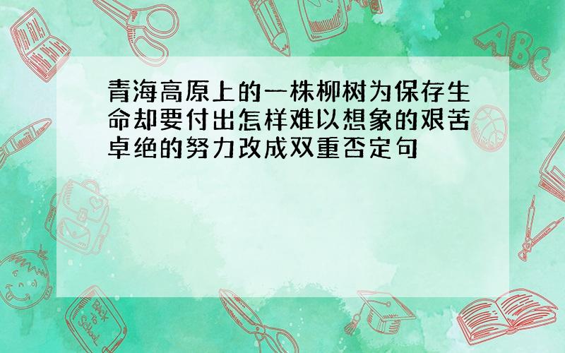 青海高原上的一株柳树为保存生命却要付出怎样难以想象的艰苦卓绝的努力改成双重否定句