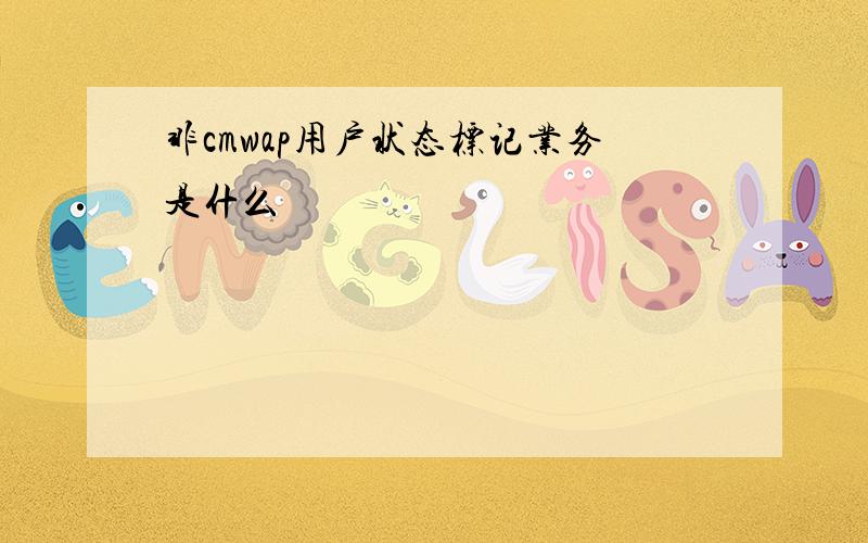 非cmwap用户状态标记业务是什么