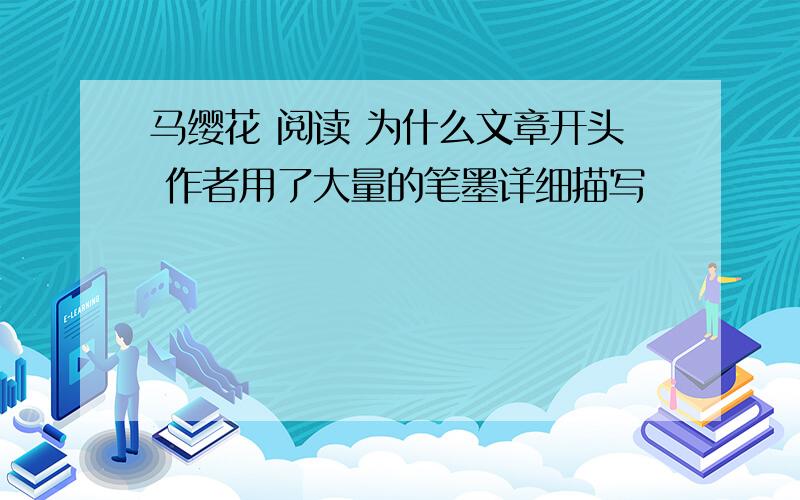 马缨花 阅读 为什么文章开头 作者用了大量的笔墨详细描写