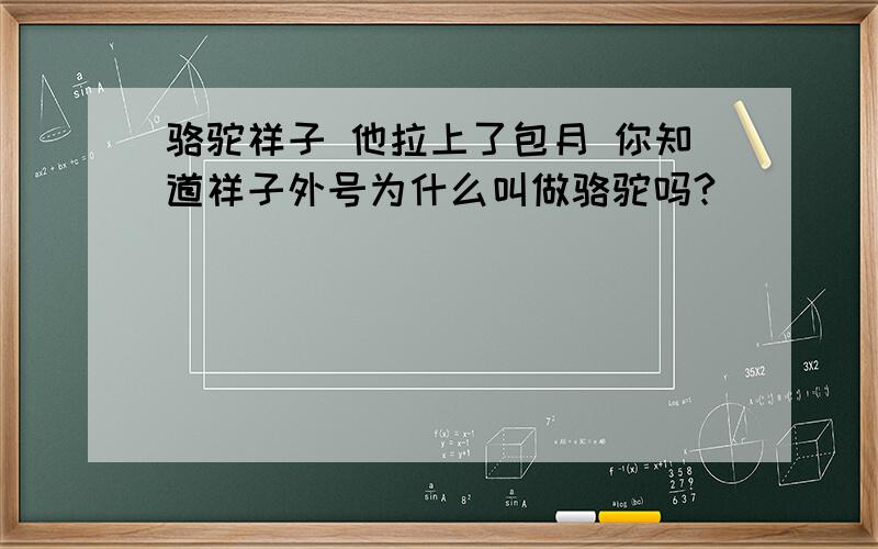 骆驼祥子 他拉上了包月 你知道祥子外号为什么叫做骆驼吗?